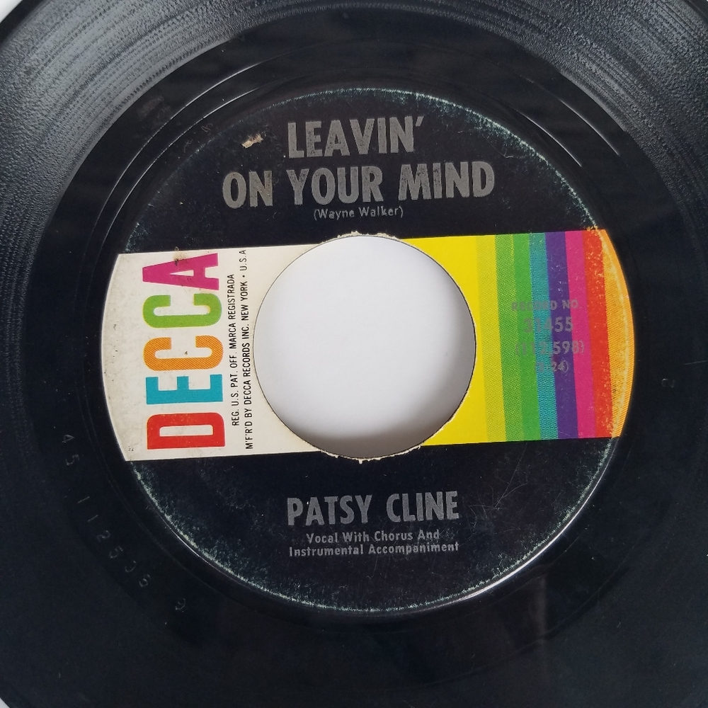 Patsy Cline Leavin' On Your Mind / Tra Le La Le La Triangle 45 Decca 1963 Q
